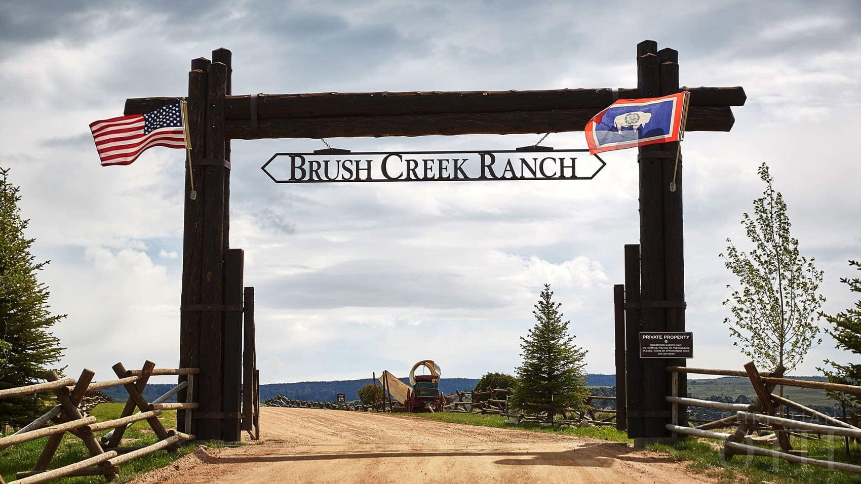 The entrance to Brush Creek Ranch